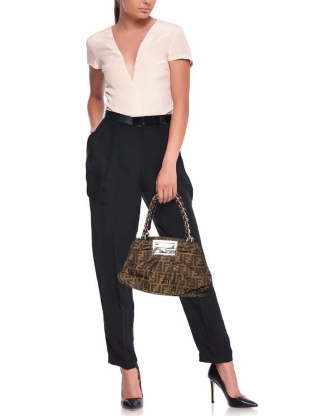 Fendi Tobacco Zucca Small Mia Tote